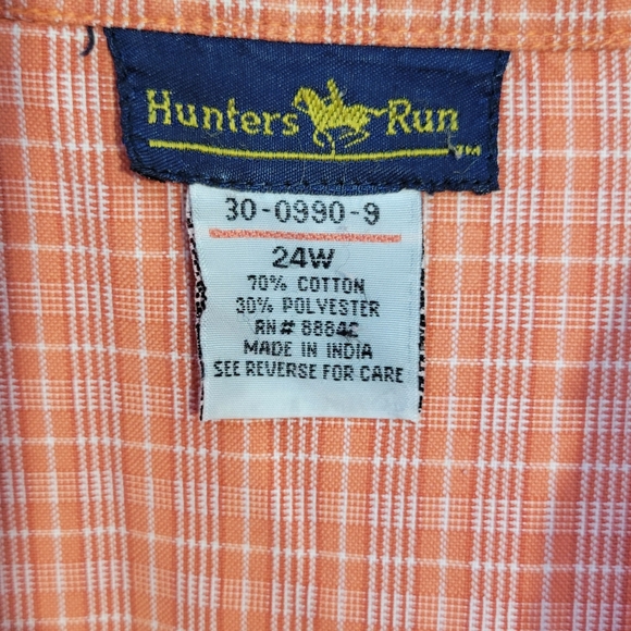 Hunters Run Button Up Shirt Women's 24W Plaid Pocket Short Sleeves - Picture 2 of 4